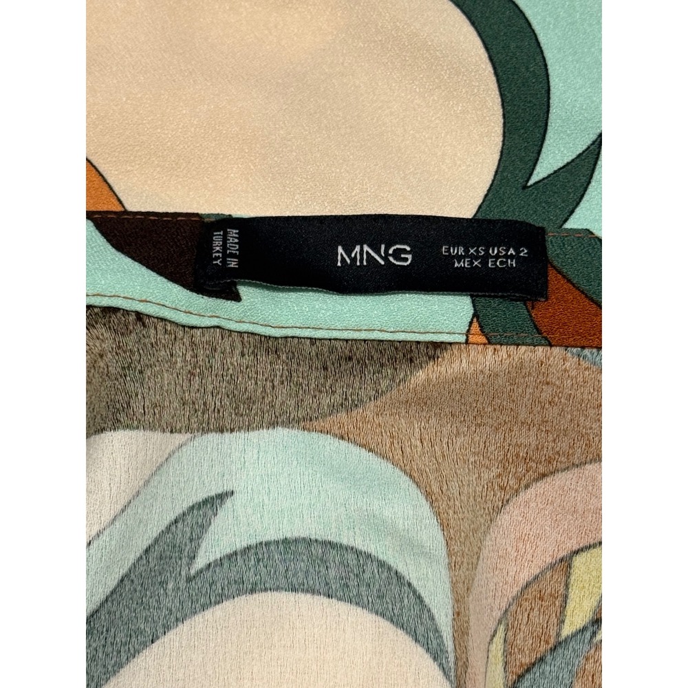 Mango Psychedelic Print Wrap Mini Shirt Dress Long Sleeve Retro Style Multi - Picture 9 of 10